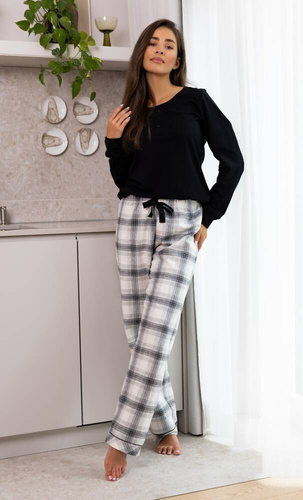 Blanche Damen-Pyjama Flannel Sensis - schwarz