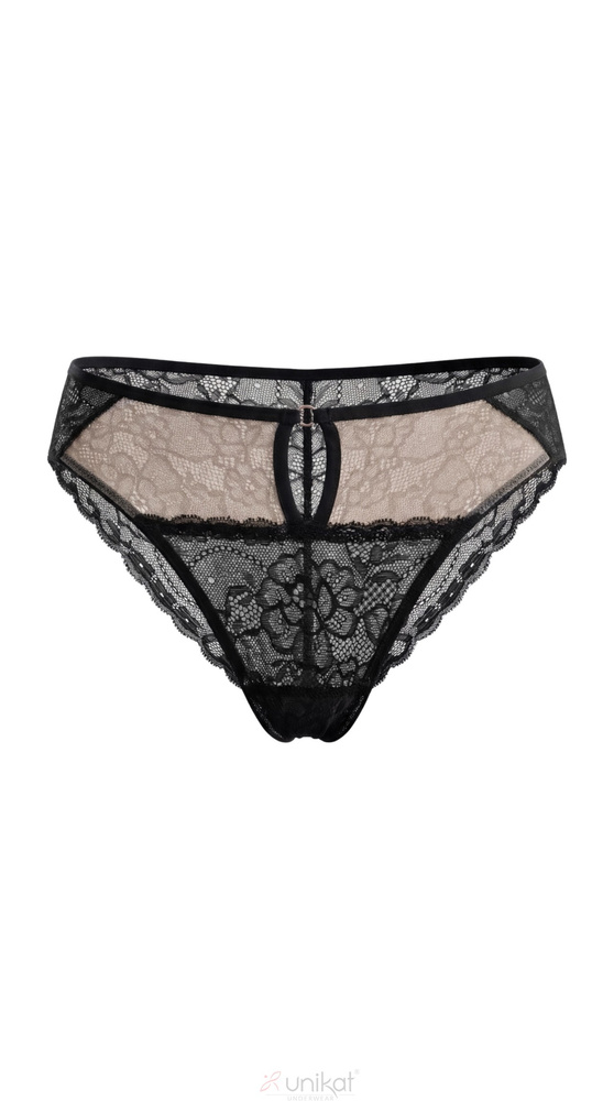 Unikat Sedina Damen-Slip Schwarz Transparent mit Spitze