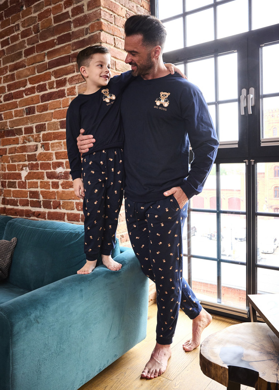 593/179 966/179 Big Boss Cornette – marineblauer Jungenpyjama, 100 % Baumwolle