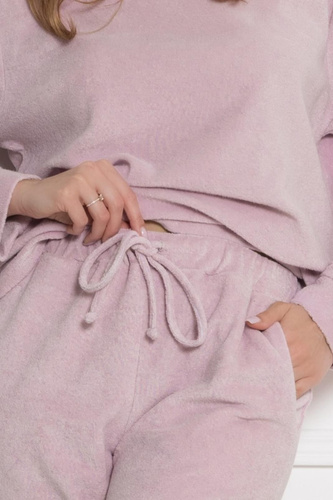 Damen-Pyjama 1818 Ewelina Leveza Frottee Homewear Baumwolle puderrosa