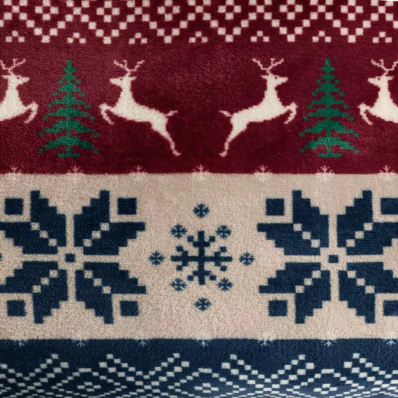 Eurofirany Weihnachtsdecke, Marineblau und Rot mit skandinavischem Muster – weicher Überwurf aus Mikrofaser, 240 g/m²