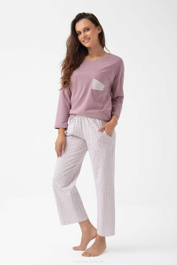 339 Luna Damenpyjama – Baumwolle, 7/8-Ärmel, Kakaofarbe, Komfort und Stil