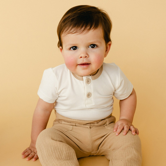 Elefanten-Polo-Body mit kurzen Ärmeln Eevi – ecru