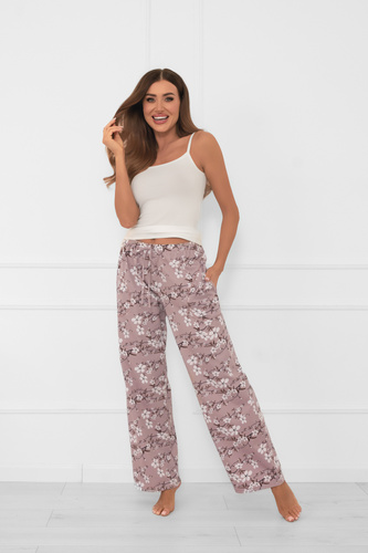 Kimuri Damenhose - Baumwolle, lang mit Blumendruck und Taschen Italienische Mode
