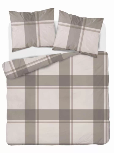 5218 B Detexpol-Bettwäsche aus beigem Satin mit Karomuster