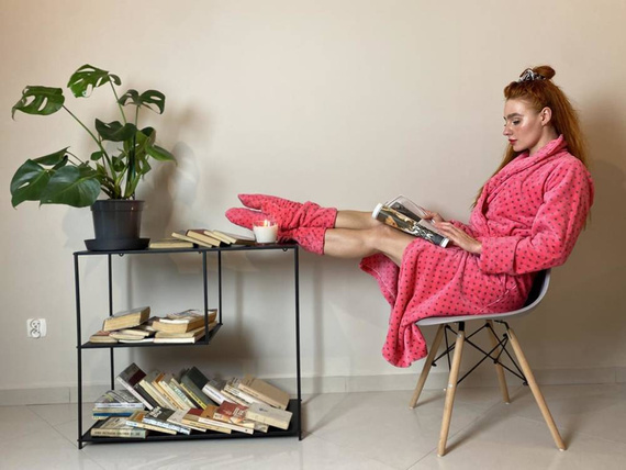 548 Melanie Langer Morgenmantel für Frauen Forex - Himbeere