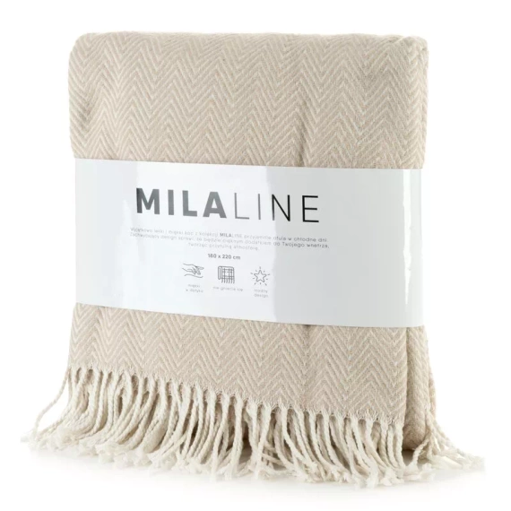 Plaid 7 Decke Tagesdecke mit Fransen Eurocurtains Beige