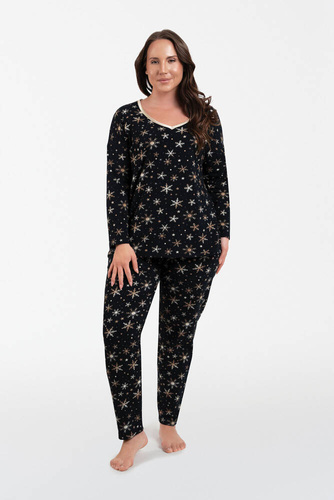 Laponia Damen Schlafanzug langarm, lange Hose Italian Fashion - Druck