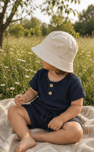 BL55105 Mamatti marineblaue Musselin Polo-Bluse mit kurzen Ärmeln und Knöpfen