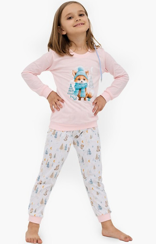 594/192 592/192 Baumwollpyjama für Mädchen von Fox Cornette, Fuchsmuster, lange Ärmel