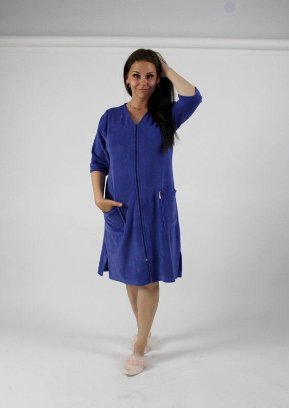 431 Velour Forex Damen Morgenmantel - denim