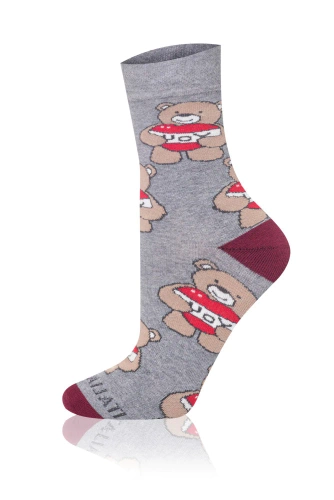S147D Teddybär Lange Socken Italienische Mode - grau