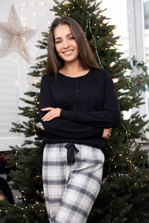 Blanche Damen-Pyjama Flannel Sensis - schwarz