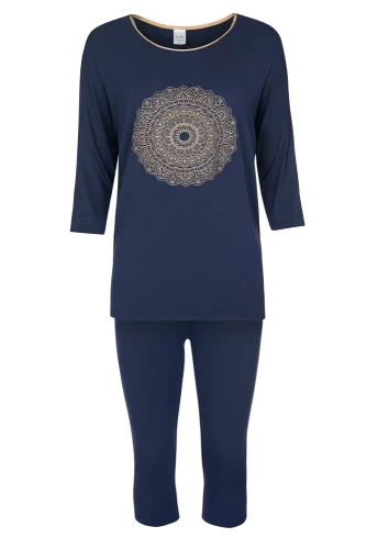 Mandala Damen-Pyjamas Italian Fashion - marineblau 