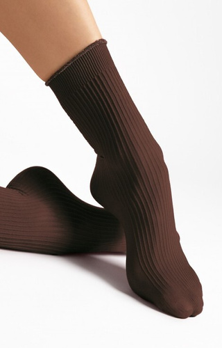 G 1195 Sassy Damensocken Fiore 40 den Schokolade - gerippt, glänzend
