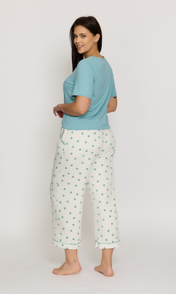 Damen Viskose-Pyjama Aria 2 PS82 Mefemi by Nipplex grün-milk mit Punkten