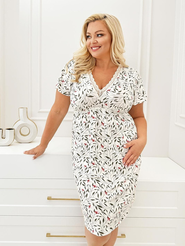 Damen-Nachthemd Melisa Donna – Viskose, V-Ausschnitt mit Spitze