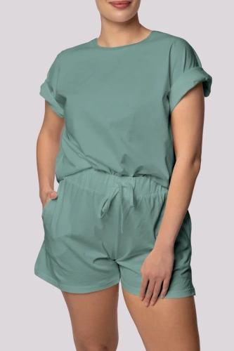 Bliss kurzärmliger Mona Damenpyjama olivgrün