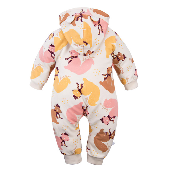 Fluffy Tails Eevi Kinder-Trainingsanzug – ecru, mit Kapuze und Herbstdruck