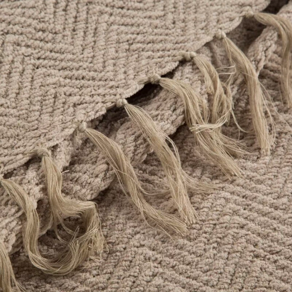 Milo Decke Tagesdecke mit Fransen Eurocurtains beige