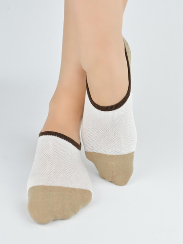 Damen Ballerina-Socken Noviti ST092 – Baumwoll-Stopper mit Silikon ecru B