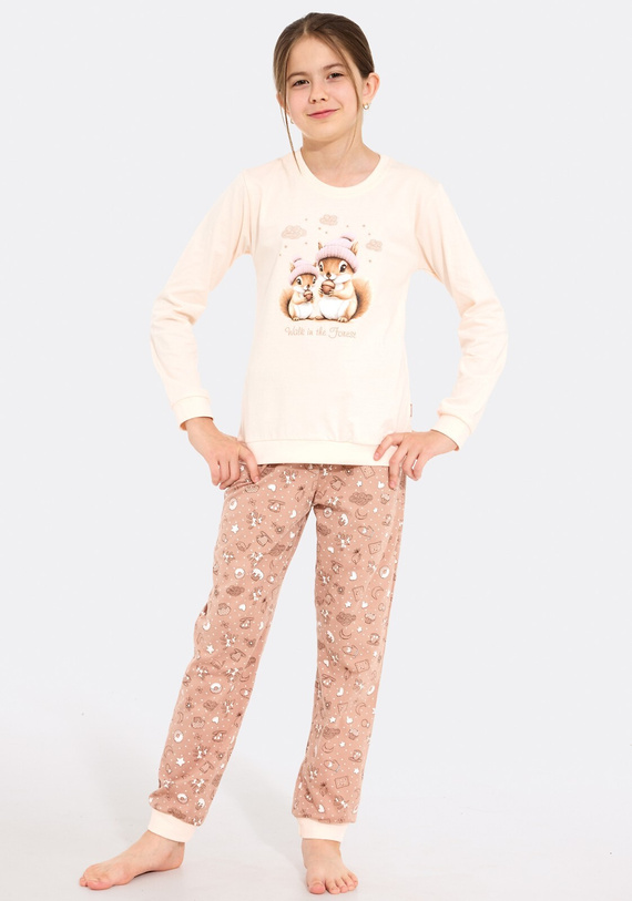Mädchenpyjama Cornette Snack 594/200, 592/200 – lang, mit Eichhörnchen