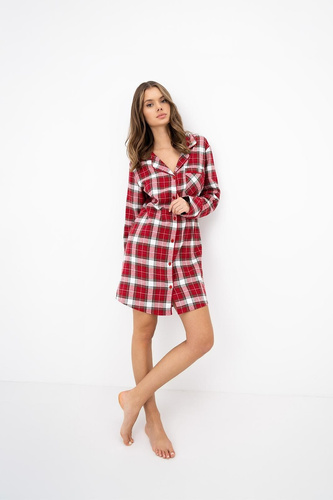 Sensis Clariel Damen-Flanellhemd 100% Baumwolle Rot kariert