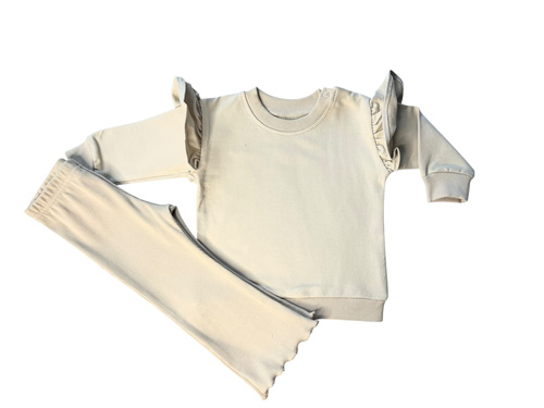 Mamatti DR2569 Set für Mädchen – beiges Sweatshirt und Leggings