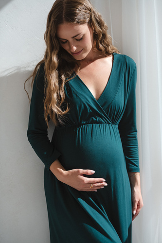 Bambus Still- und Umstandsnachthemd Star Light – atmungsaktiv, feminin, ideal für Klinik und Stillzeit