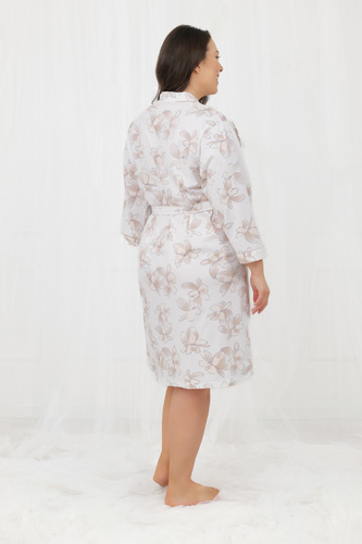 Damen Bademantel Arola Italian Fashion – Baumwolle, 3/4-Arm, Bindegürtel