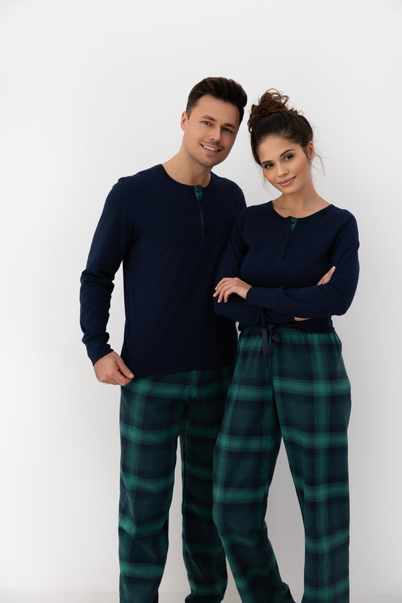 Cassandra Sensis Damenpyjama – Baumwolle, lang, kariert