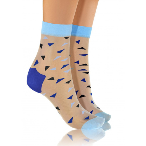 Sesto Senso Damen Nylonsocken, Dreiecke, blau