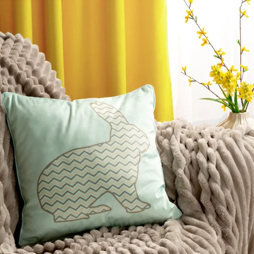 Frühling 1 Osterkissenbezug aus Samt, verziert mit einem Hasen-Print Eurocurtains Mint