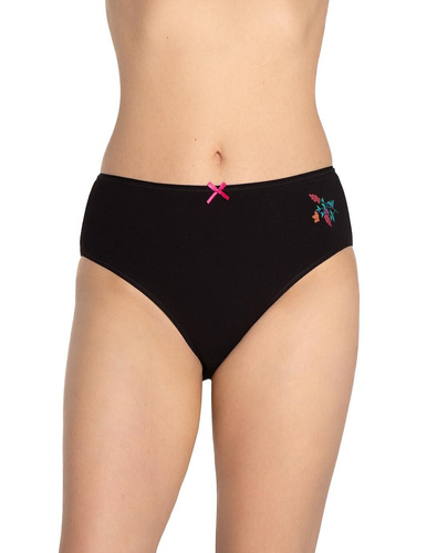 Damen-Slip L-120BI-94 Lama schwarz-rot – Baumwolle, 3er-Pack, bequem und klassisch