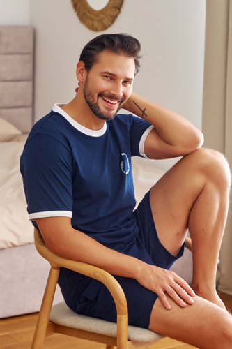 7218 Doctor Nap Herren-Pyjama – Marineblau