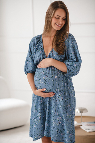 Milk Sun Milk&Love blaues Umstands- und Stillkleid mit Blumen