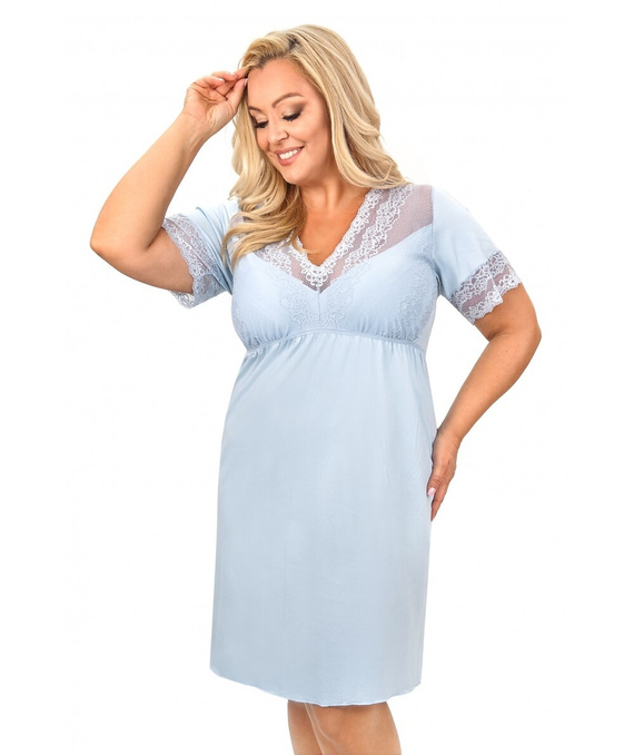 Damen-Nachthemd Linda Donna aus Viskose mit Spitze | V-Ausschnitt | Kurzarm