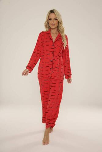 718 Madeleine Cat Love Damen Forex Pyjamas - rot