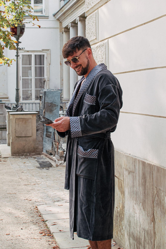 773 Bonjour Herren-Forex-Bademantel - graphit