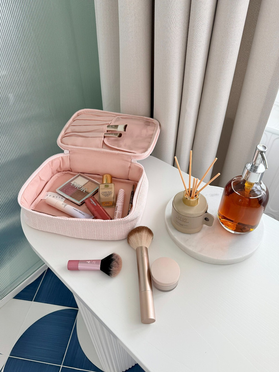 Kosmetiktasche Large Sensis – Elegant, Platz für Pinsel, Reißverschluss, Rippmaterial