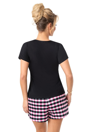 Damen-Pyjama „Sleep Short Donna“, schwarz – Baumwolle, kurze Ärmel, bequemes Set