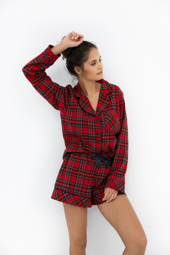 Cynthia Sensis Damenpyjama – Flanell, kurz, kariert