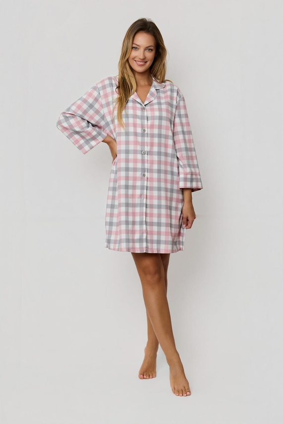 Damenbluse Stella KG80 Mefemi by Nipplex – elegante karierte Bluse aus hochwertigem Stoff, lange Ärmel, Knopfleiste, seitliche Schlitze