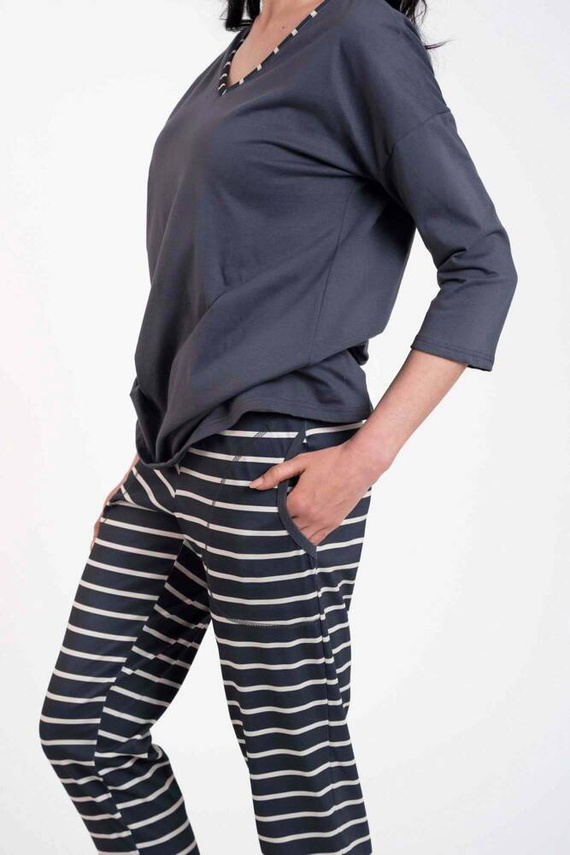 Betty Damen Schlafanzug 3/4 Ärmel, lange Hose Italian Fashion - graphite/graphite print