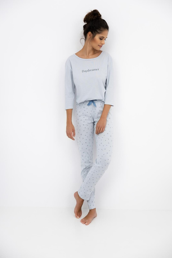 Daydreamer 3/4-Sensis-Taubenpyjama für Damen – baumwollblauer Pyjama mit langer Hose