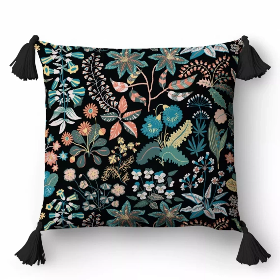 5400 A Deko-Kissenbezug Blumen Panama 58 Detexpol schwarz