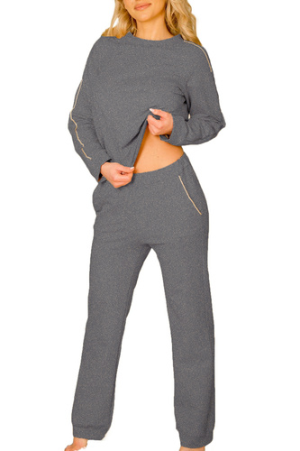 Maio Mirale Damen-Trainingsanzug, Baumwolle 95 % Baumwolle 5 % Elasthan, polnische Produktion – elegantes Sportset – Grau