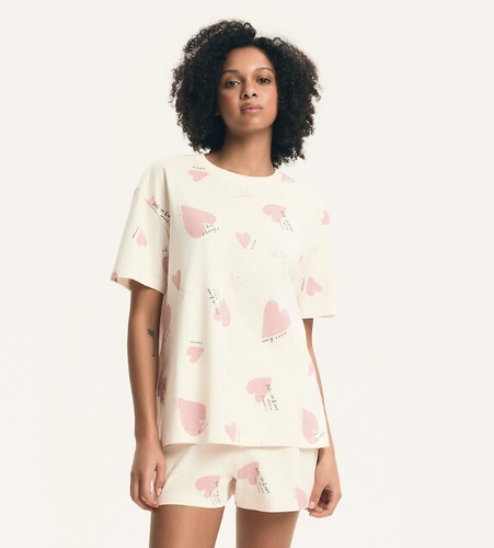 Damenpyjama Elain 44498 Henderson – 100% Baumwolle, Shorts, Herzen