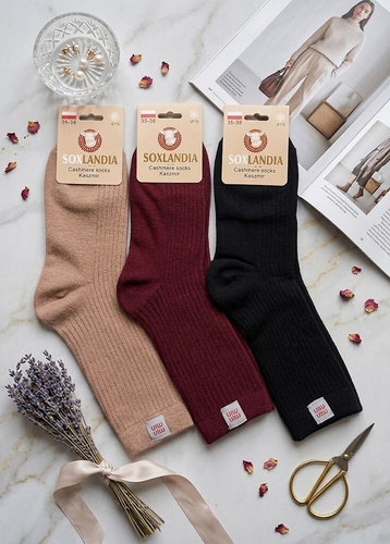 Damen Socken WIK Soxlandia 3044 wz.11 Kaschmir 95% Warm Winter - bordeaux