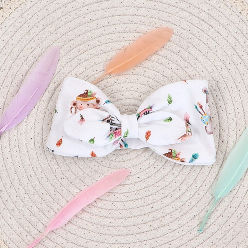 Baby-Stirnband Happy Animals Nini aus Bio-Baumwolle – weich, elastisch, Made in Polen